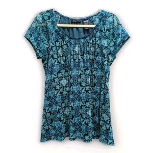 Axcess Womens Sheer Babydoll Top Size Large Fairy Grunge Y2K Lined Blue Teal